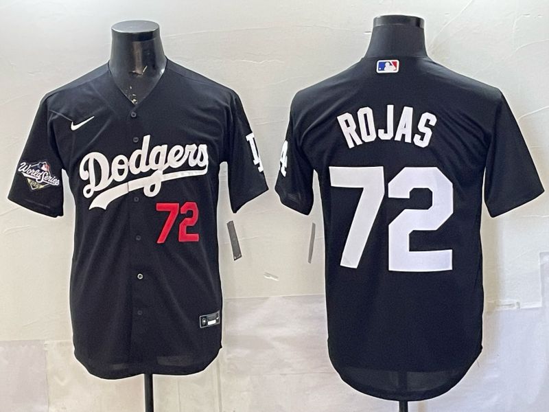 Men 2026 Nike Los Angeles Dodgers #72 Rojas Black Game MLB Jersey 08
